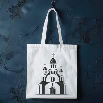 A detailed illustration of an Orthodox church exterior with intricate architectural features.