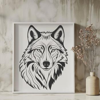A high-quality digital clip art design featuring the outline of a wolf's face.