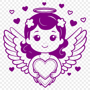 A winged angel with a gentle expression, symbolizing love and devotion.