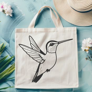 A colorful illustration of a hummingbird in flight, created as a vector design.