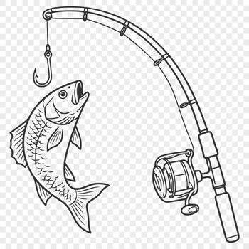 SVG fishing rod vector art for DIY projects and laser cutting