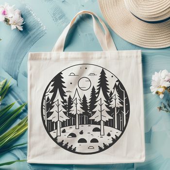 An SVG clip art vector design featuring a collection of trees in a natural setting.