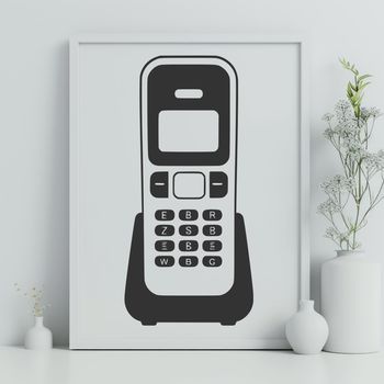 A digital illustration of a telephone in a simplified vector design.