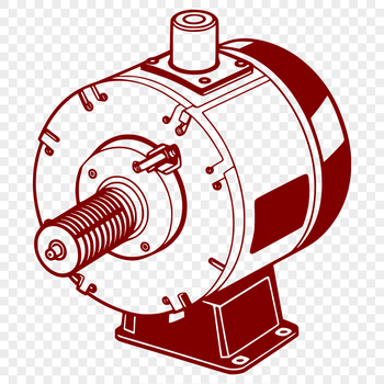 Vector illustration of a motor with technical details.