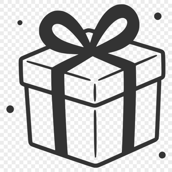 A minimalist vector illustration of a gift box with decorative ribbons.