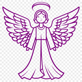 A digital illustration of a stylized angel in vector format, suitable for cutting machines and laser engraving.