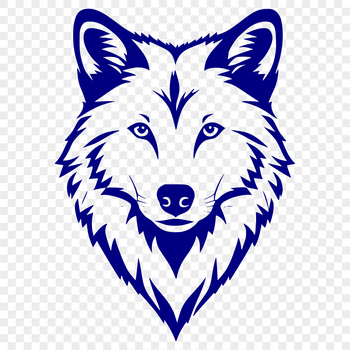 A digital illustration of a wolf's head, created in vector format.