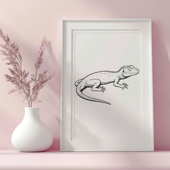 Illustrated green reptile lizard in vector format.