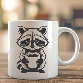 A digital illustration of a raccoon in vector format, suitable for cutting machines or laser cutters.
