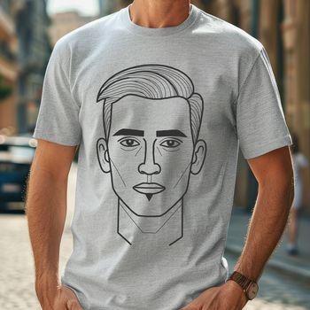 An illustration of a male figure in simple vector lines.