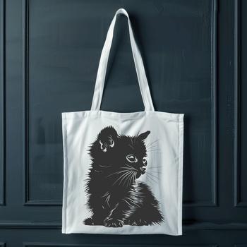 A vector illustration of a sitting kitten with full body details.