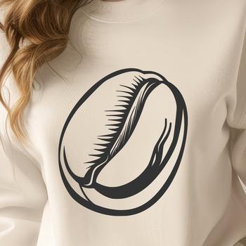 SVG design featuring a detailed coffee bean graphic with clean lines.