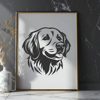 A vector illustration of a golden-colored canine with a distinctive head shape.