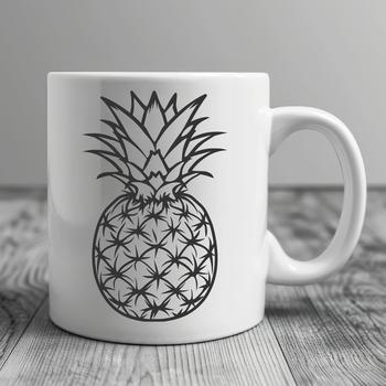 A detailed illustration of a ripe pineapple with leaves and fruit.