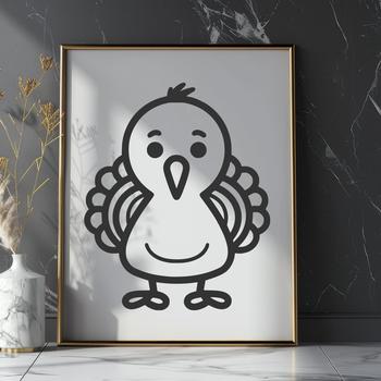 A vector design illustration of a cute animal featuring a stylized turkey figure.