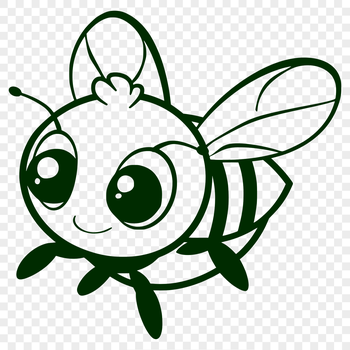 A detailed illustration of a bee in mid-flight, showcasing its full body.