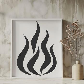 A simple line drawing of a pair of flames in a stylized shape, suitable for vector art and cutting machine designs.