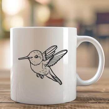 A colorful hummingbird in full body pose, depicted in vector graphics style.