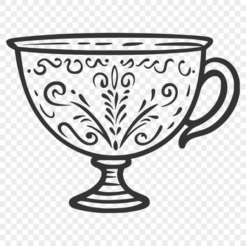 A stylized graphic illustration of a cup, ideal for vector design projects and cutting machine templates.
