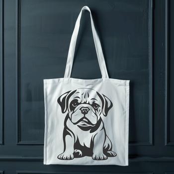 A full-body illustration of a Bulldog sitting upright.