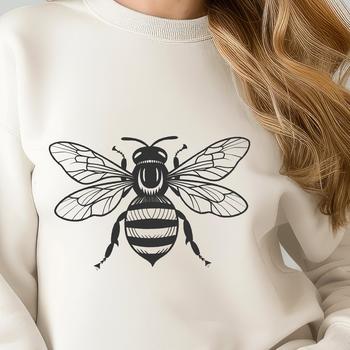 A detailed illustration of a bee, showcasing its full body and features.