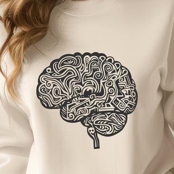 An anatomically detailed illustration of the human brain, suitable for educational or design purposes.