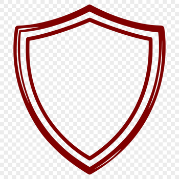A graphic representation of a shield with rounded edges and a sturdy design.