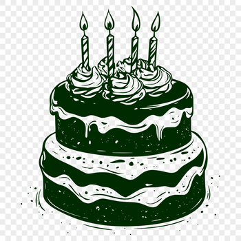 A colorful birthday cake with candles, depicted in vector format.