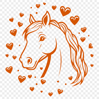 SVG illustration of a horse with love hearts incorporated into the design.