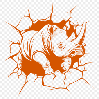 A detailed illustration of a rhino, suitable for vector graphics and cutting machine designs.