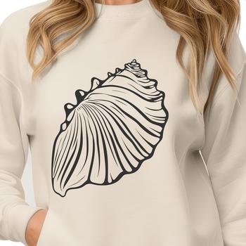 A stylized illustration of a seashell in a vector format.