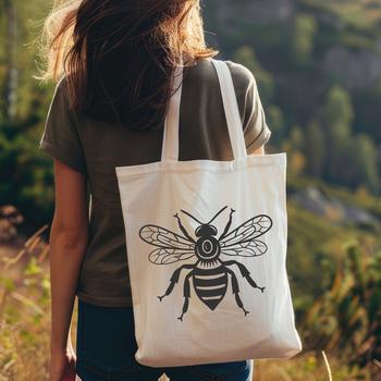 An illustration of a bee with its body fully visible, showcasing its features as an insect.