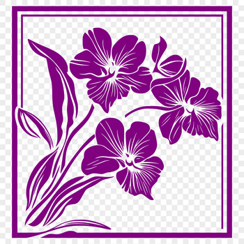An illustration of a delicate white orchid with purple undertones, suitable for digital designs.