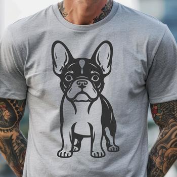 A detailed vector illustration of a standing French Bulldog in full body pose.
