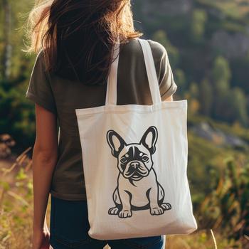 Vector art of a seated French Bulldog in profile.