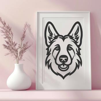 A simple line drawing of a German Shepherd's head, suitable for vector design or clip art.