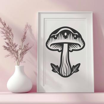 A high-resolution vector illustration of a mushroom in various growth stages.