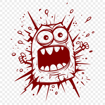 A colorful cartoon monster breaking through a wall, suitable for various design applications.