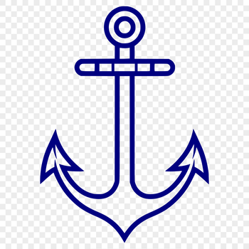 A simple line drawing of a anchor in a nautical setting, suitable for vector design and commercial use.