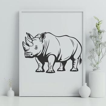 Vector illustration of a rhino, a large African mammal.
