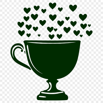 SVG design of a heart-patterned cup for craft projects.