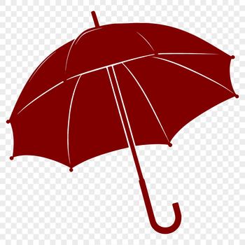 A minimalist illustration of a black silhouette umbrella against a white background.