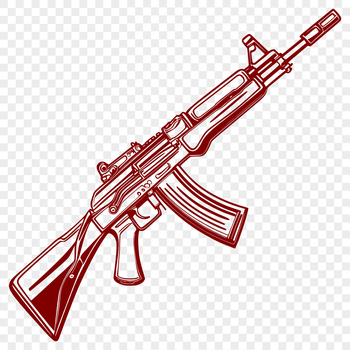 A detailed illustration of a rifle, suitable for use in graphic design projects.