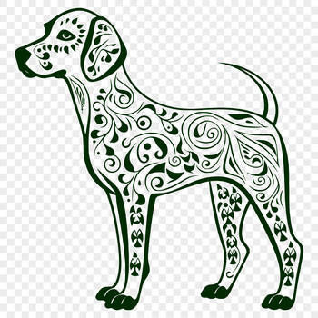 A full-body illustration of a standing Weimaraner breed dog in vector format.