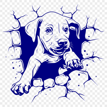 A close-up illustration of a Weimaraner breed dog with a playful expression.