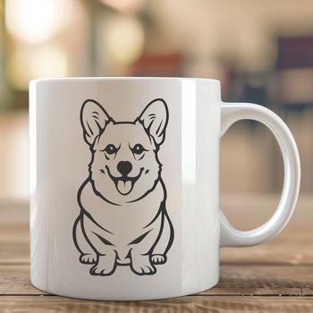 A detailed digital drawing of a corgi animal as a clip art design.