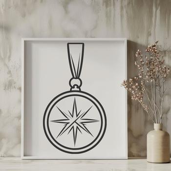 A metallic medal design with a ribbon and embellishments, suitable for vector art and commercial or personal projects.