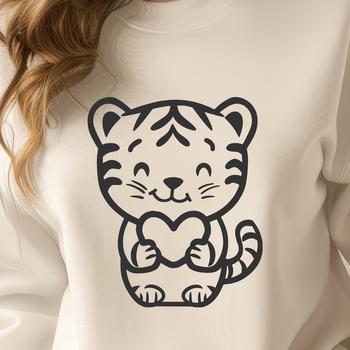 An illustration of a big cat in full body pose, rendered as a vector graphic with clean lines and minimal details.