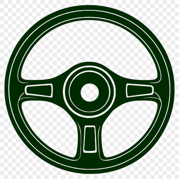 A detailed illustration of a vehicle's steering wheel.