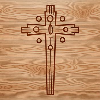 A simple Crucifix design made from intersecting lines, suitable for various forms of digital creation.